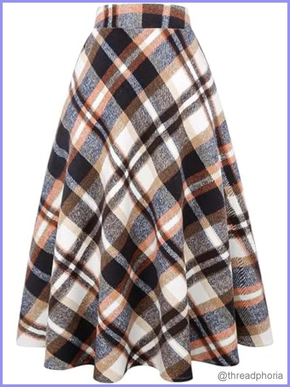 Women's High Waist A-Line Pleated Tartan Plaid Skirt Midi